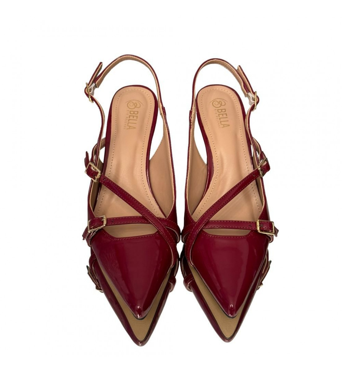 Scarpin salto baixo Slingback Vinho