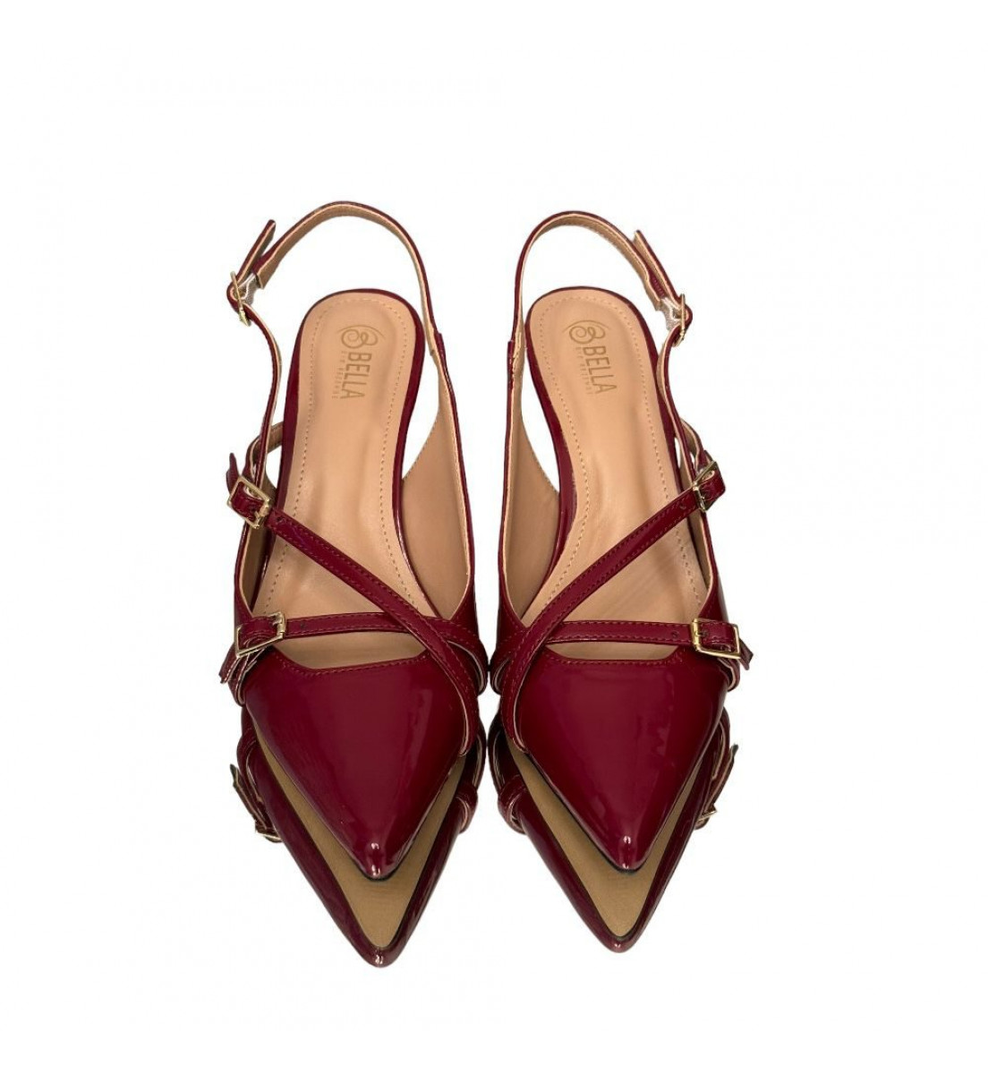 Scarpin salto baixo Slingback Vinho