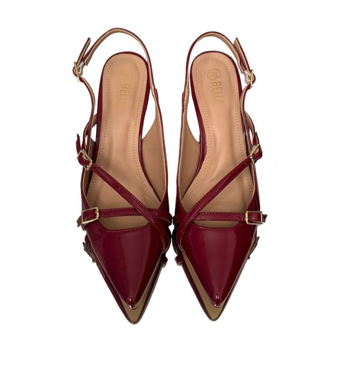 Scarpin salto baixo Slingback Vinho