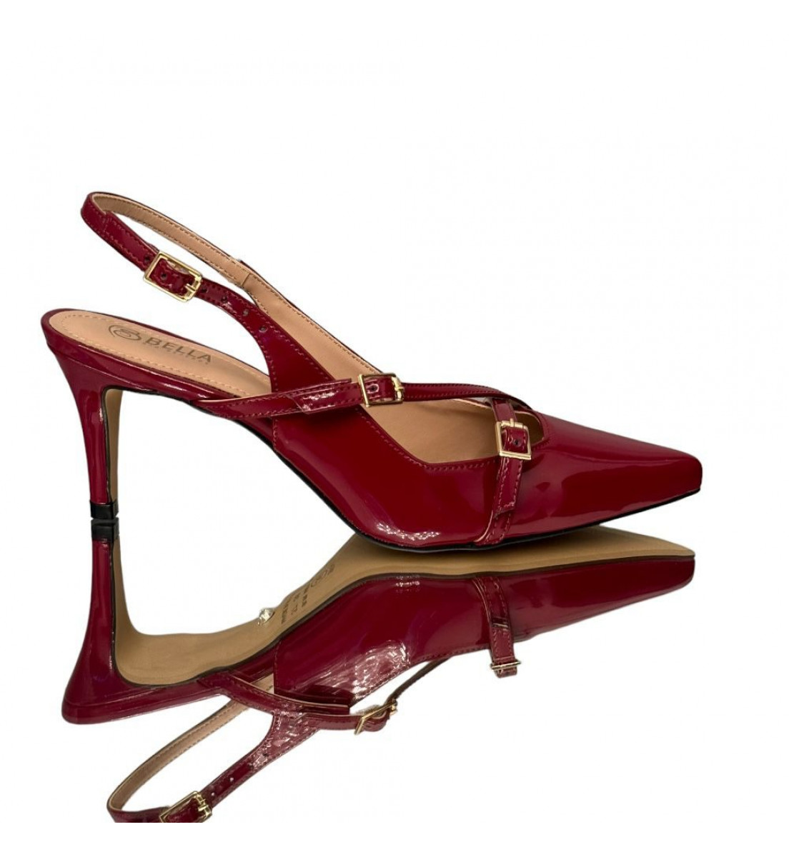 Scarpin salto baixo Slingback Vinho