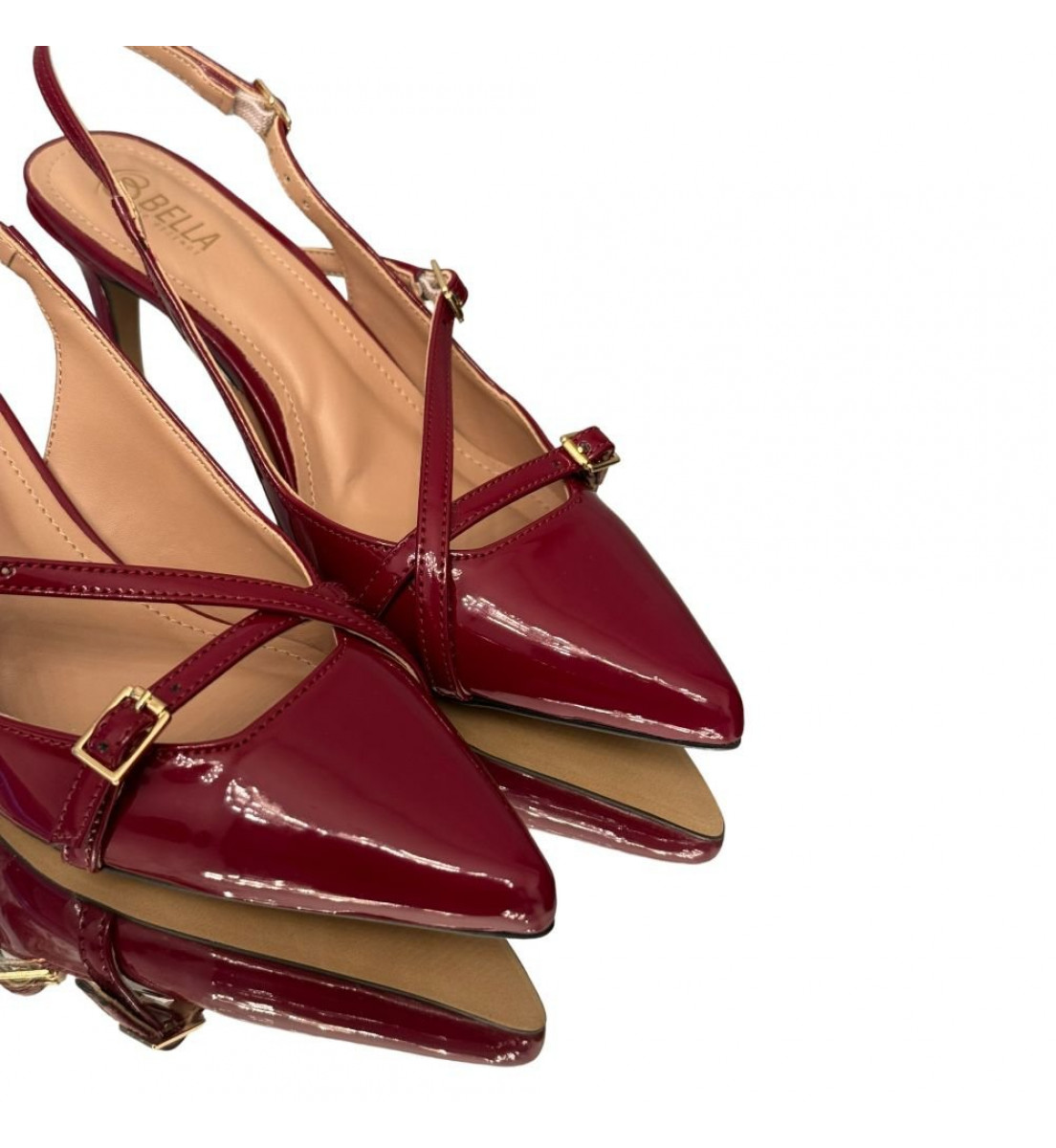 Scarpin salto baixo Slingback Vinho