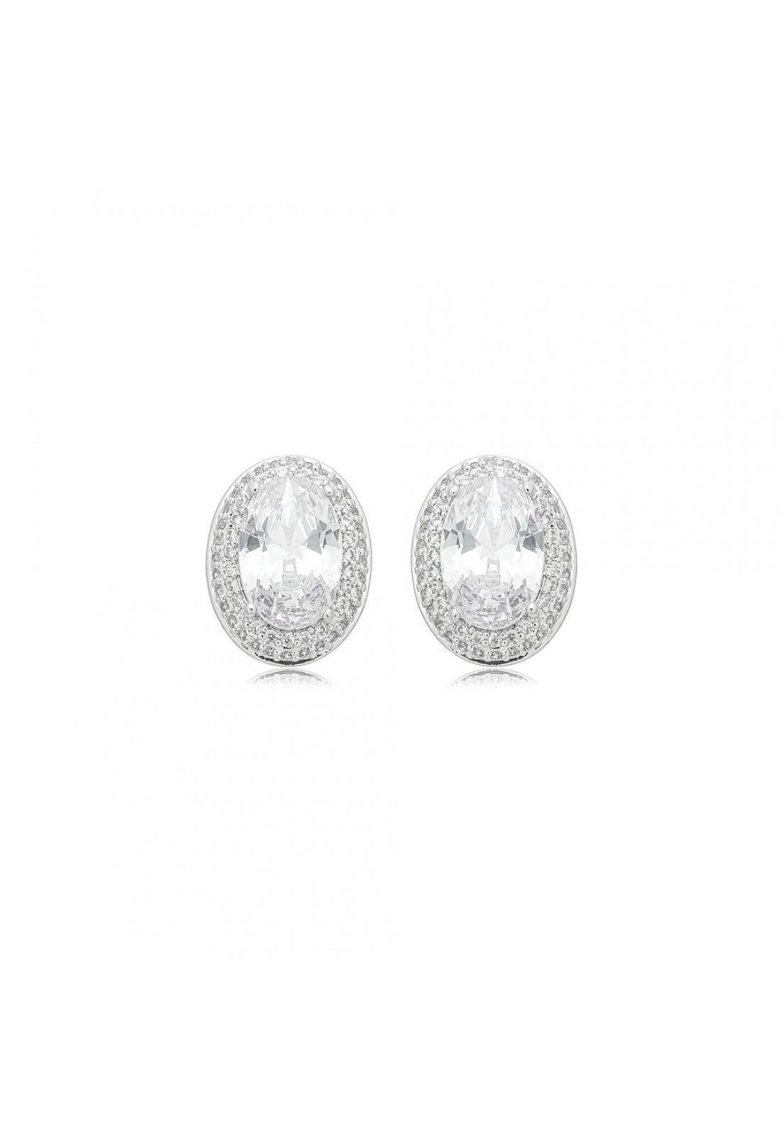 Brinco cravejado de zircônia cristal banho em ródio branco