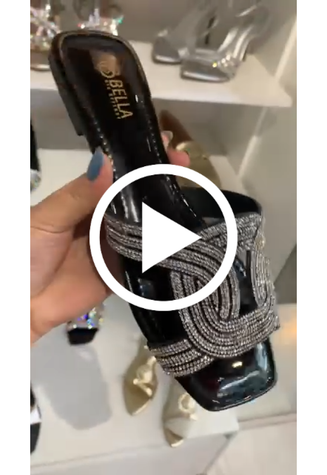 Rasteira Preta Brilho Cristal entrelaçada Rasteira Preta Brilho Cristal entrelaçada