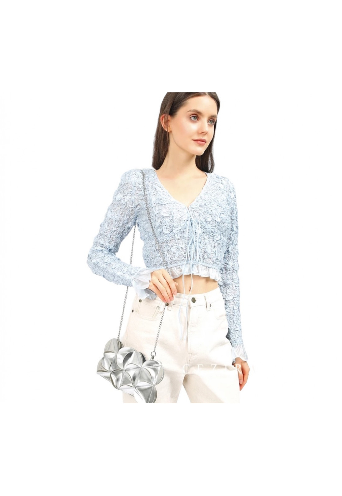Bolsa Tiracolo Coleção Flowers Prata Metalizada