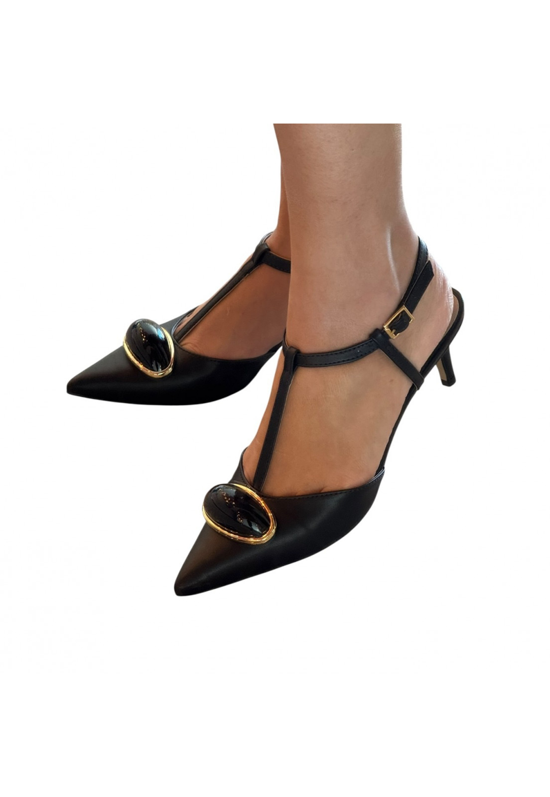 SCARPIN PRETO SLINGBACK SALTO 5 CM 