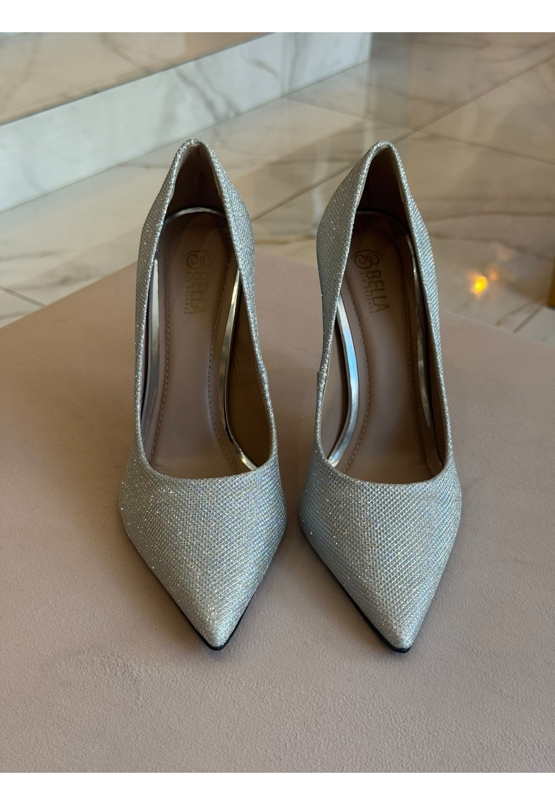 Scarpin Prata brilhante salto 11cm Scarpin Prata brilhante salto 11cm