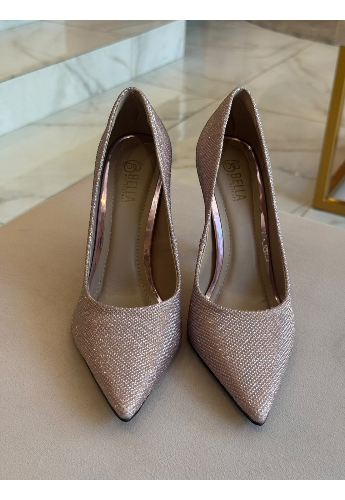 Scarpin cinderela brilho Rose salto 11cm Scarpin cinderela brilho Rose salto 11cm