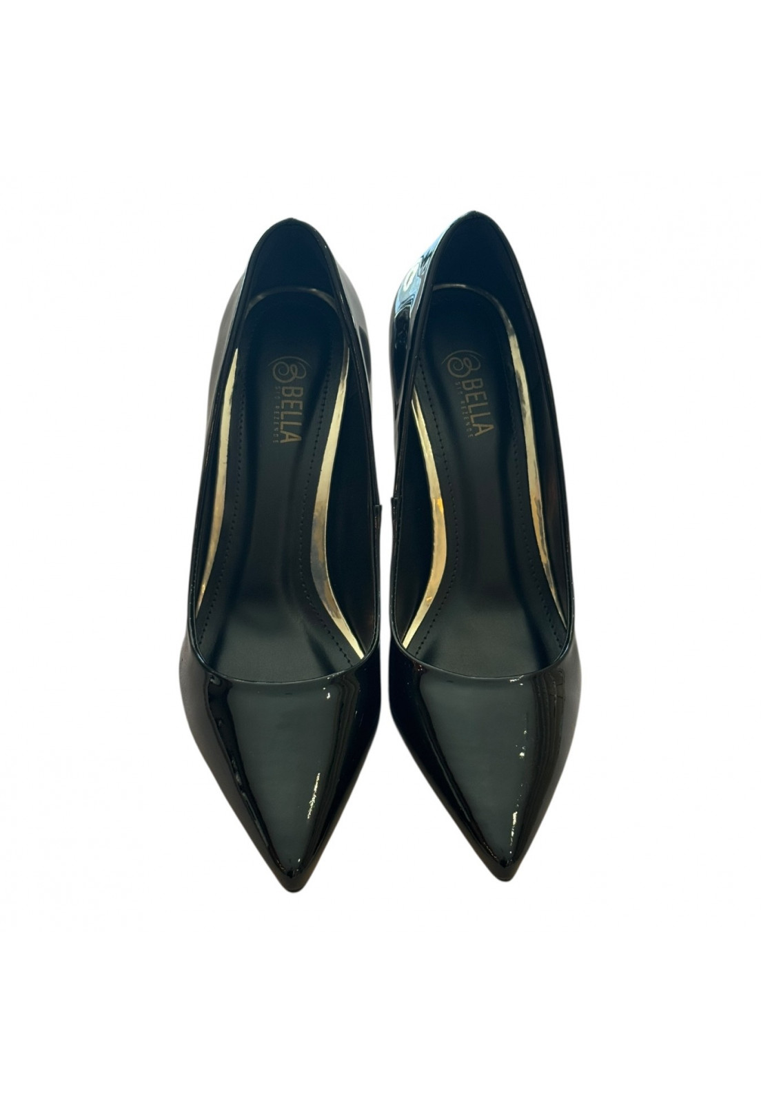 SCARPIN VERNIZ PRETO COM INTERNO PRETO SALTO 9 CM