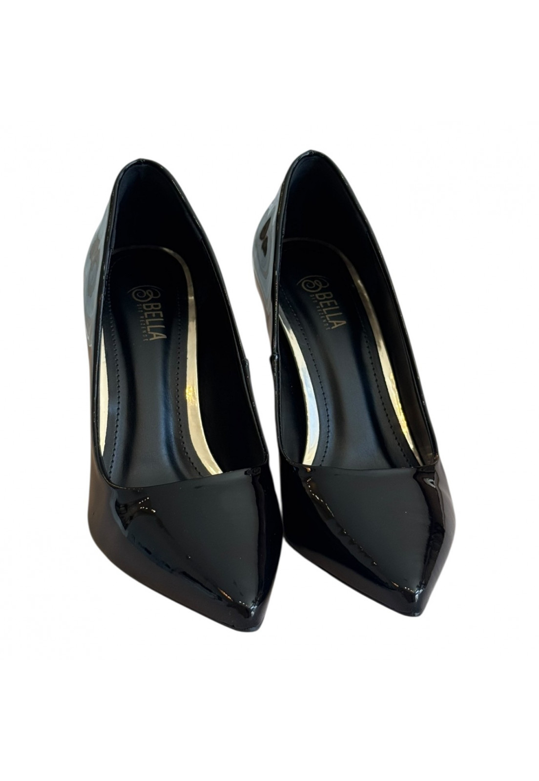 SCARPIN VERNIZ PRETO COM INTERNO PRETO SALTO 9 CM