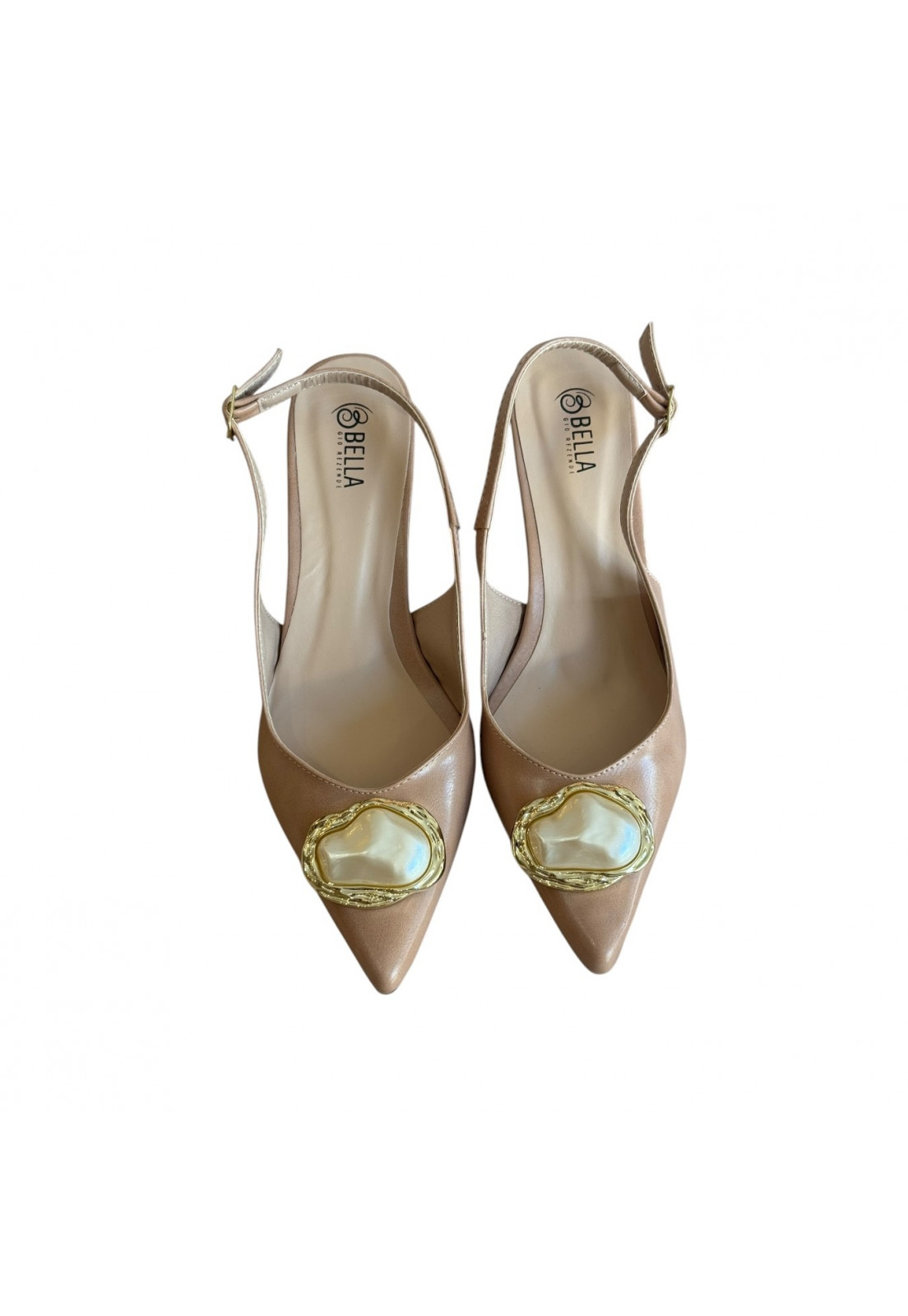 Scarpin Nude Pedraria Salto 7 cm Scarpin Nude Pedraria Salto 7 cm