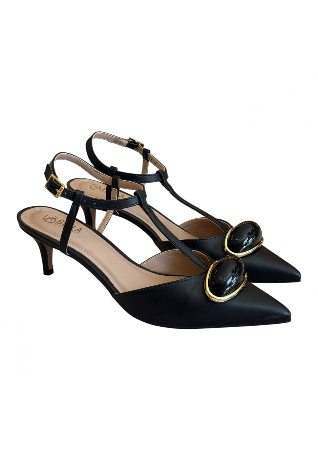SCARPIN PRETO SLINGBACK SALTO 5 CM 