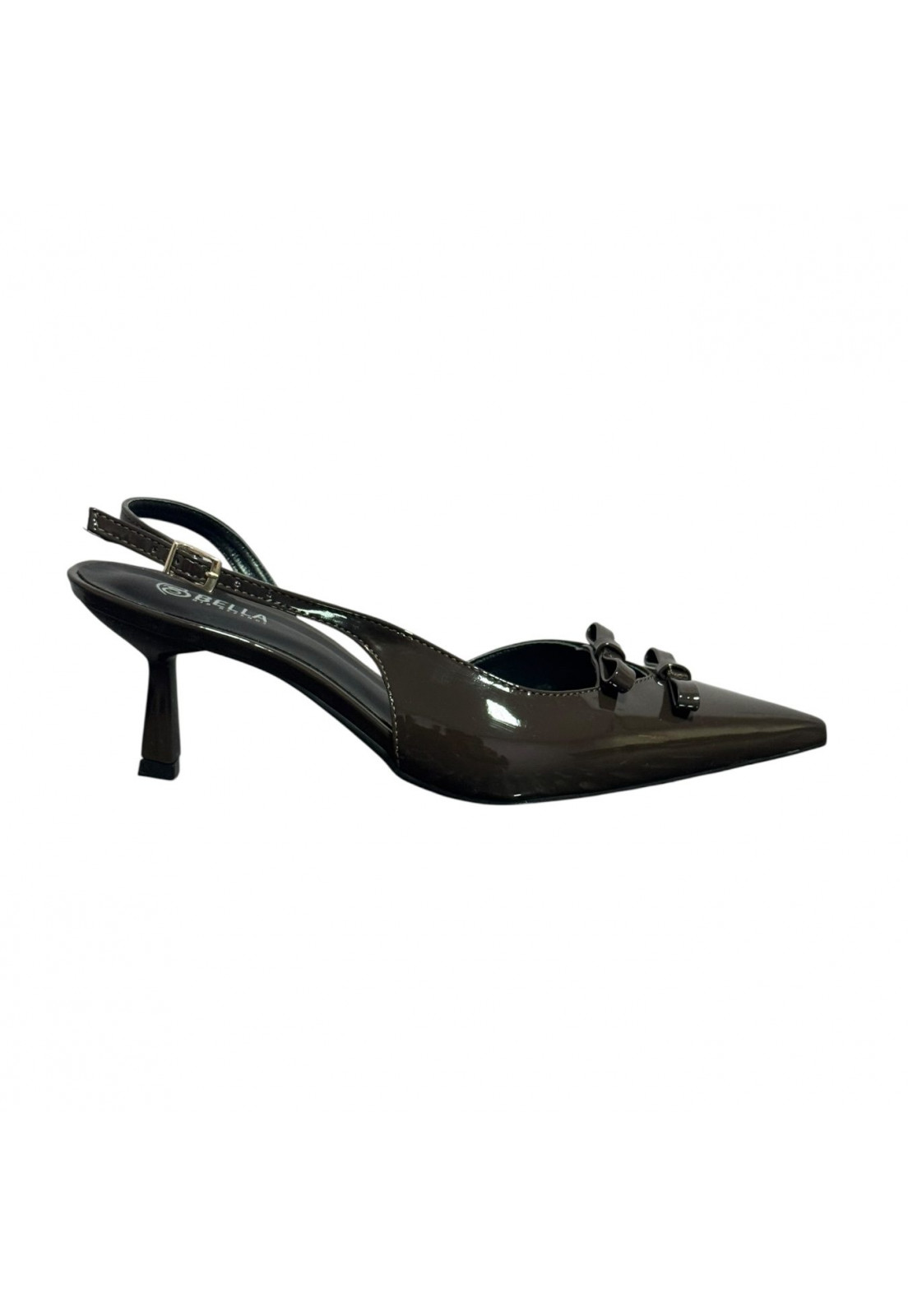 Scarpin Slingback Verniz Café Macchiato Dois Laços