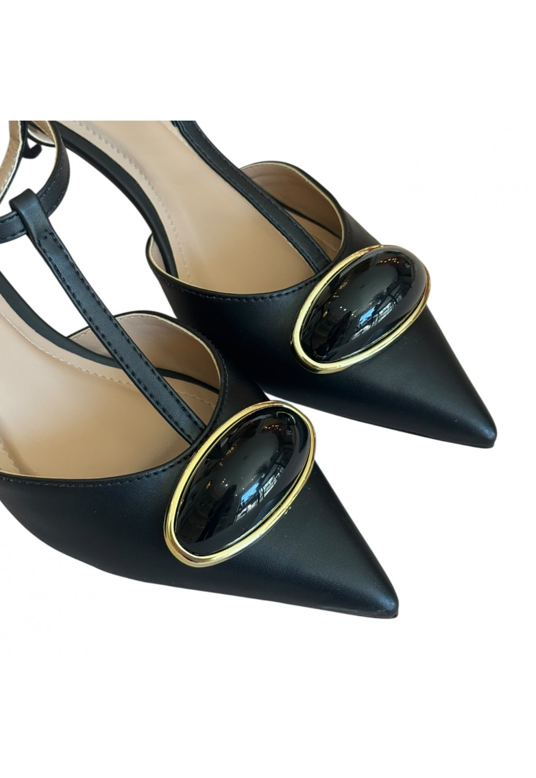 SCARPIN PRETO SLINGBACK SALTO 5 CM 