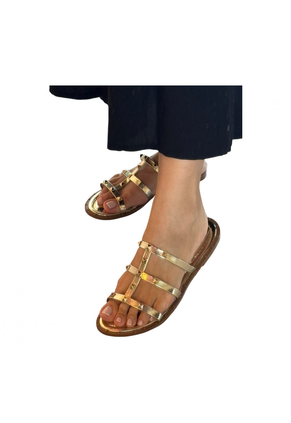 Rasteira Ouro Ligh Spike dourado