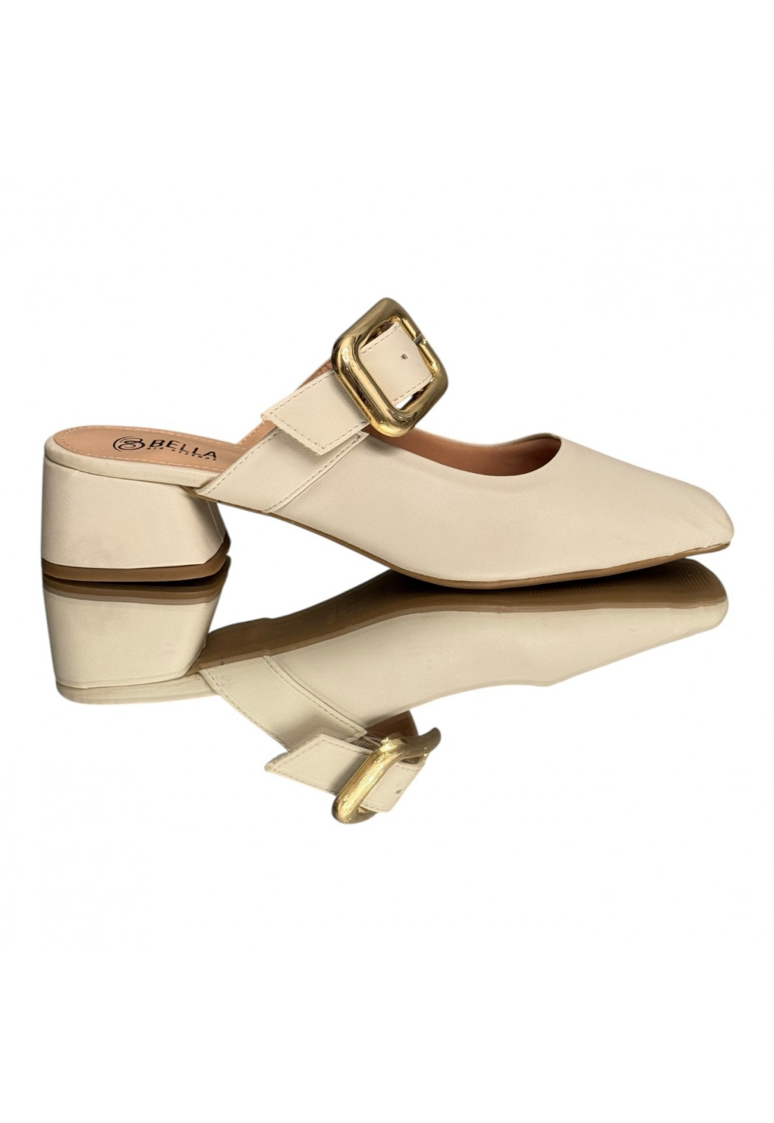 Scarpin Mule branco Off white Salto 4cm