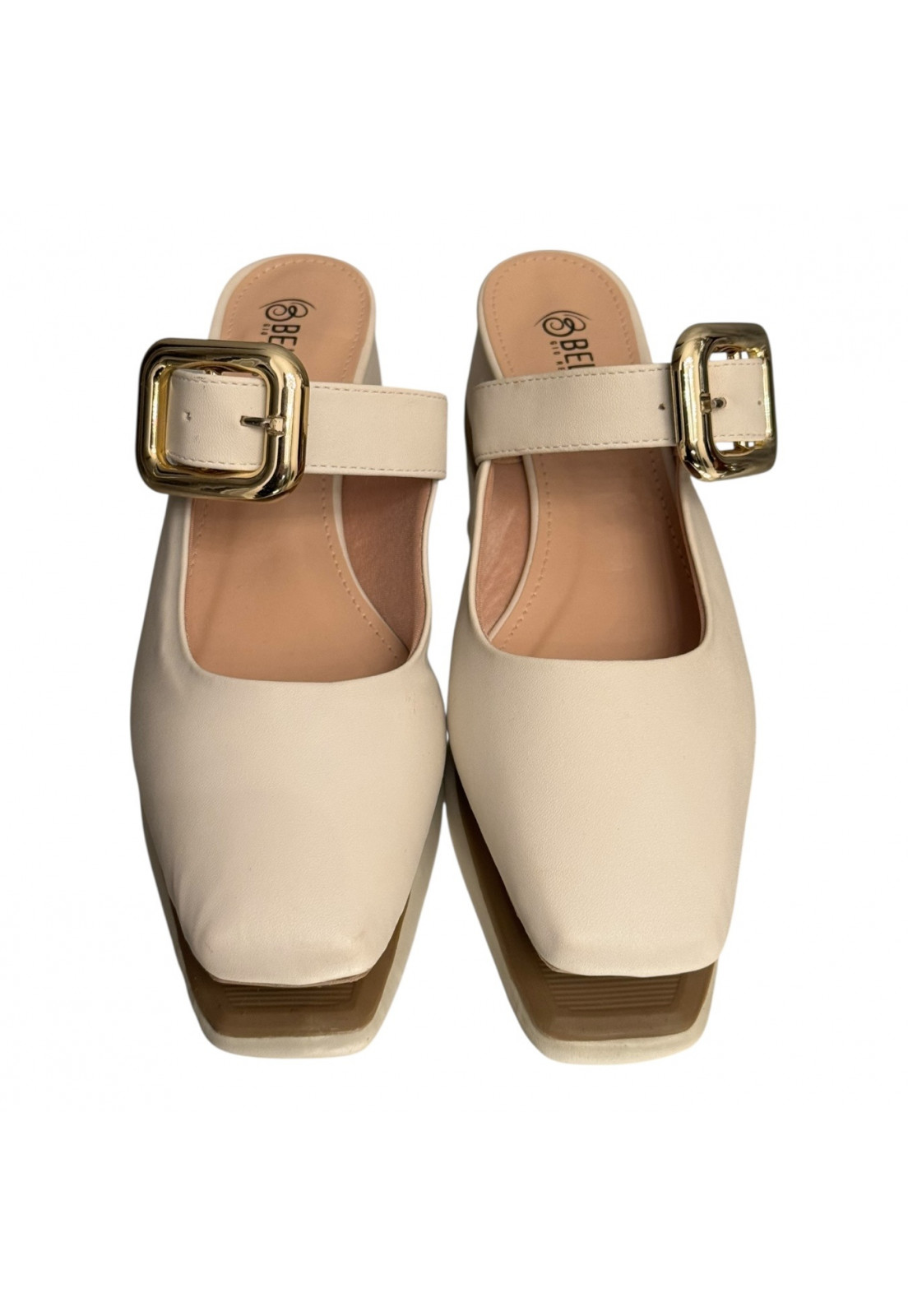 Scarpin Mule branco Off white Salto 4cm