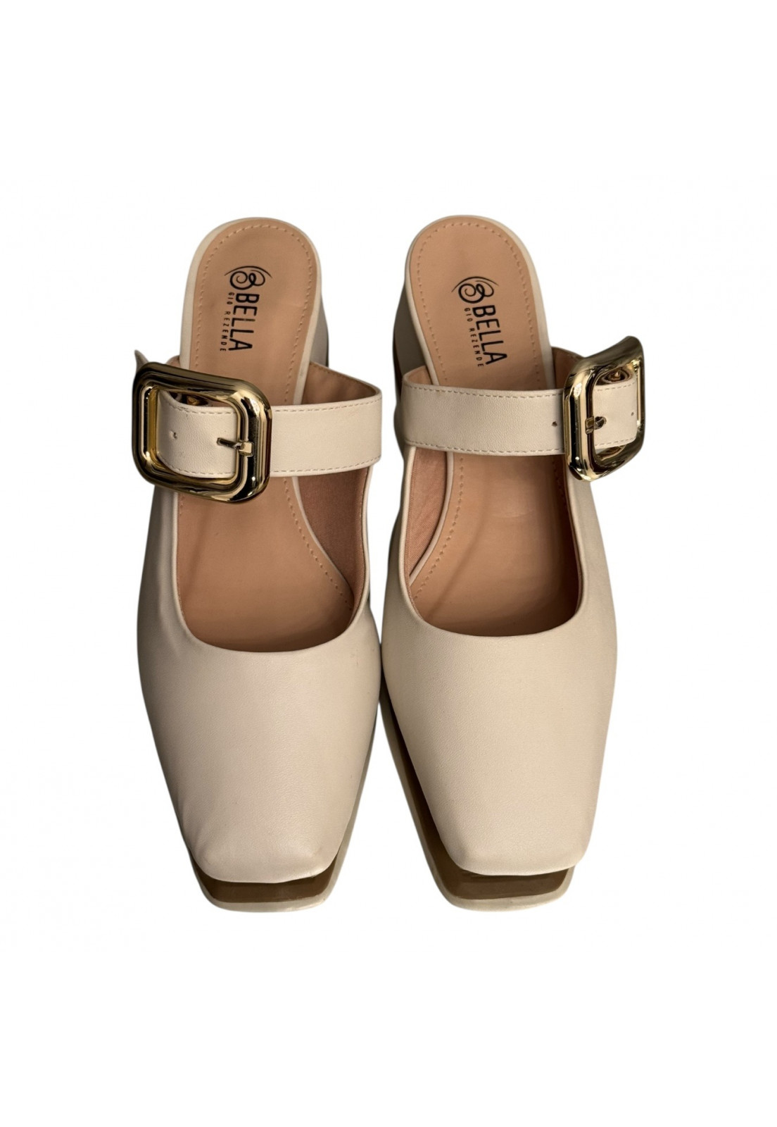 Scarpin Mule branco Off white Salto 4cm