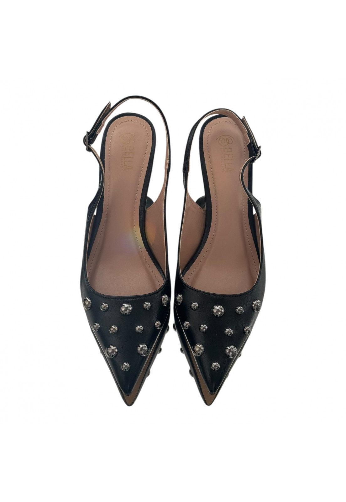 Scarpin  Napa Preto com meia esferas