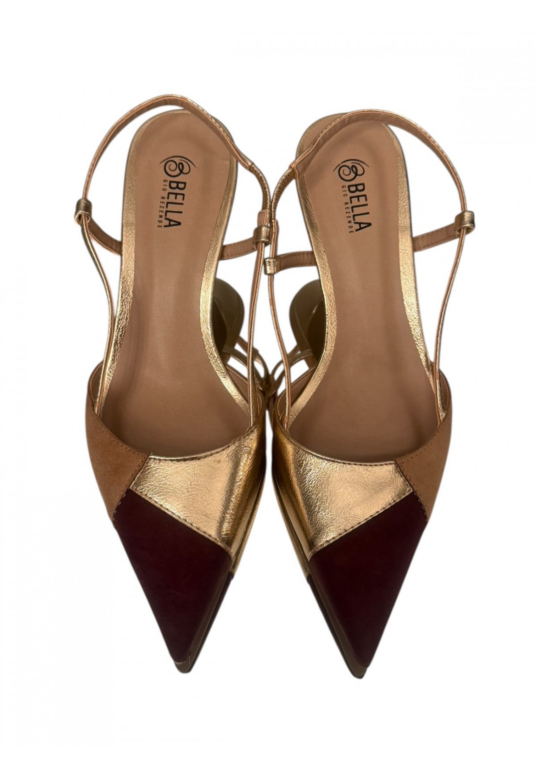 Scarpin Slingback Tricolor Luxe Gold Scarpin Slingback Tricolor Luxe Gold