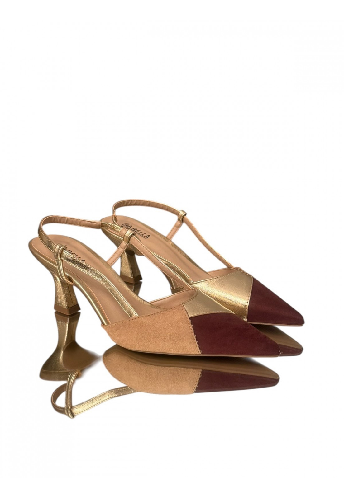 Scarpin Slingback Tricolor Luxe Gold Scarpin Slingback Tricolor Luxe Gold