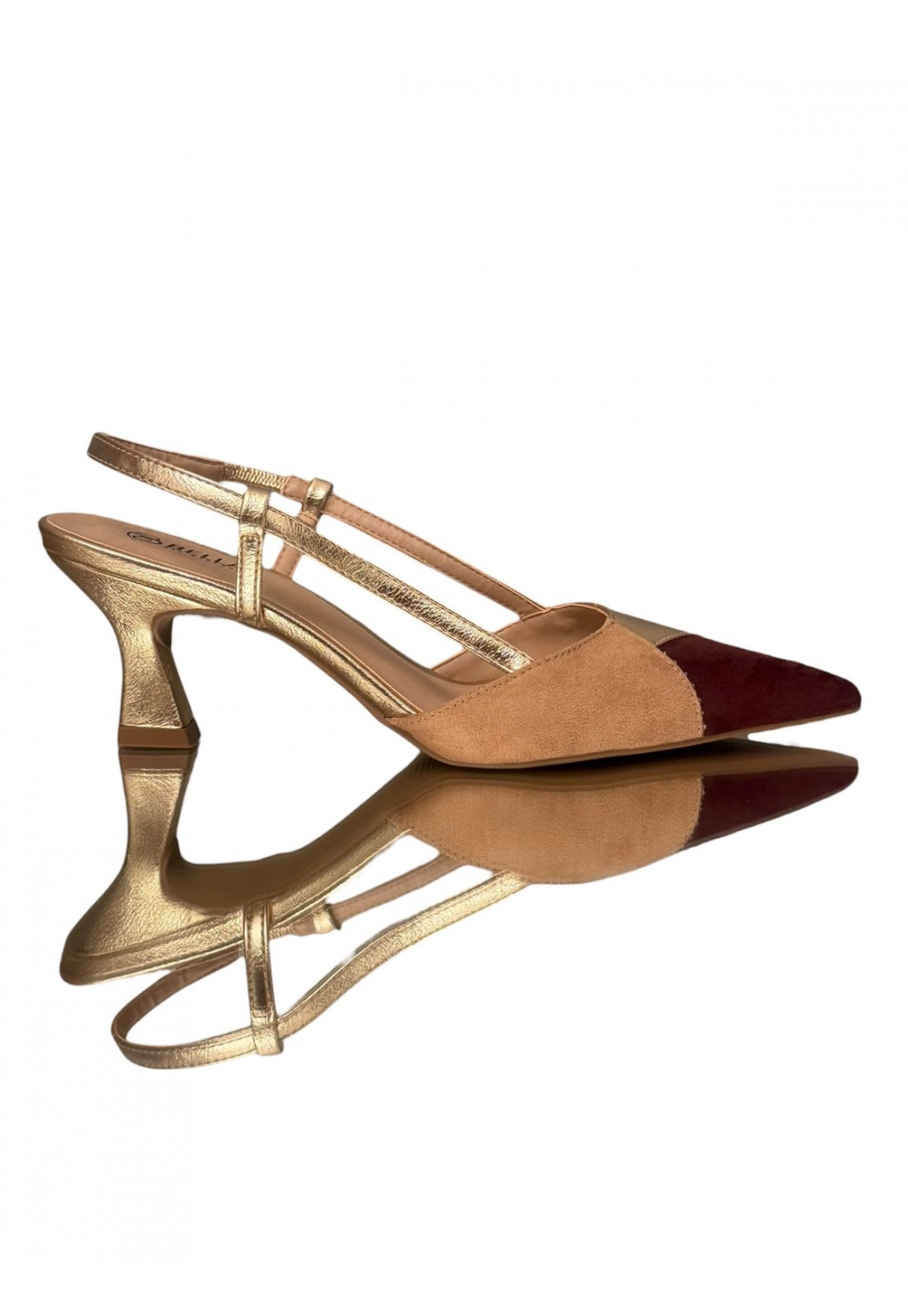 Scarpin Slingback Tricolor Luxe Gold