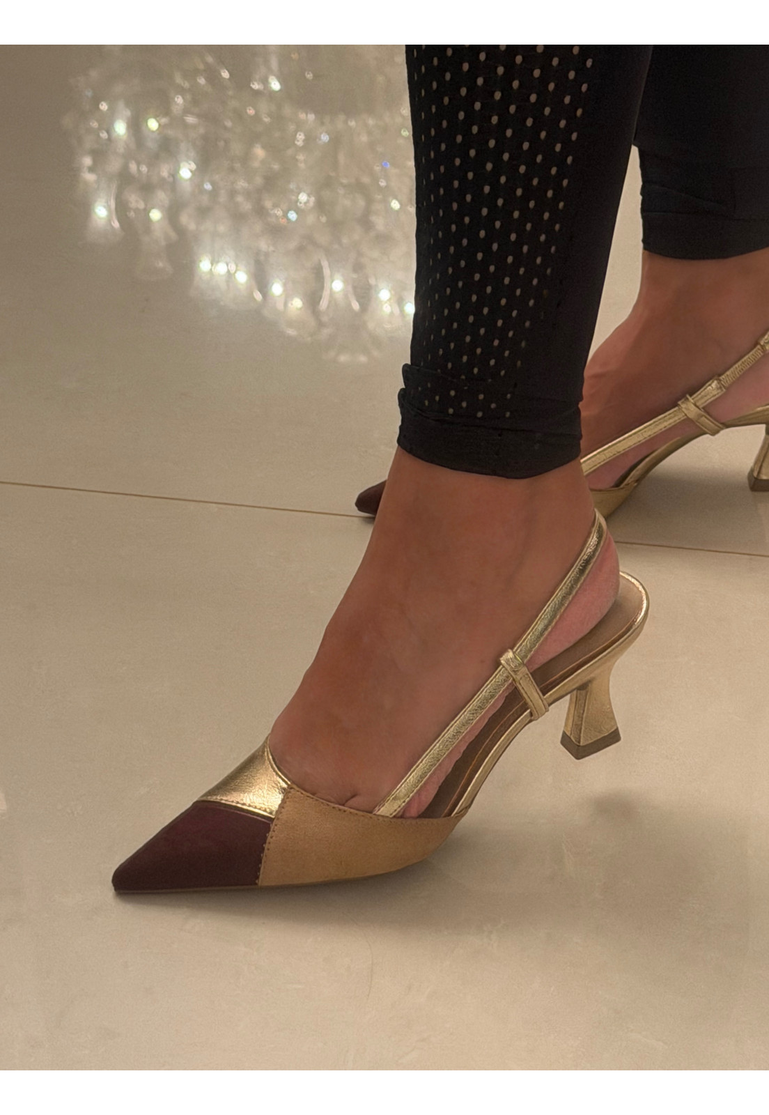 Scarpin Slingback Tricolor Luxe Gold Scarpin Slingback Tricolor Luxe Gold
