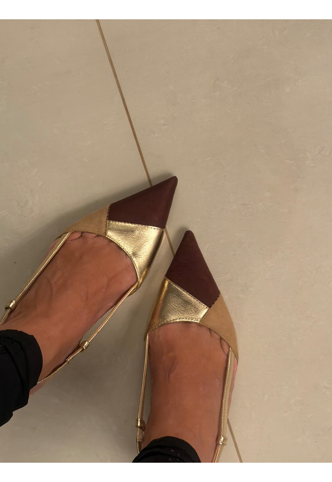 Scarpin Slingback Tricolor Luxe Gold Scarpin Slingback Tricolor Luxe Gold