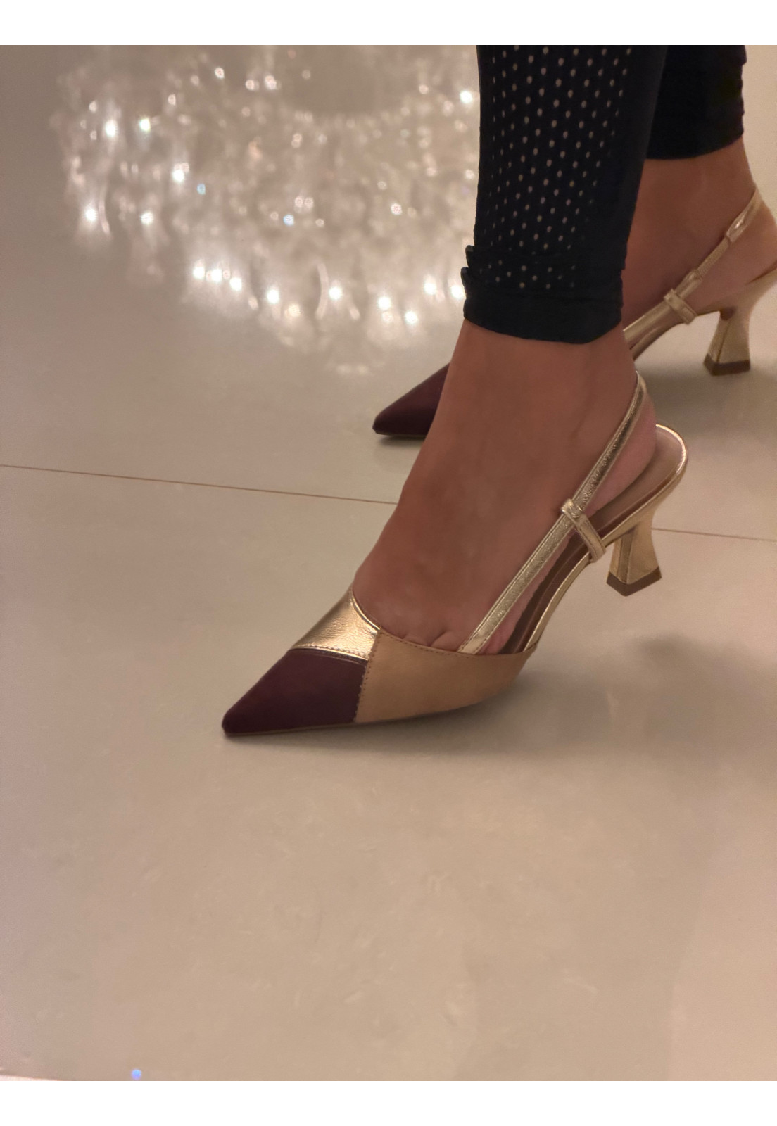 Scarpin Slingback Tricolor Luxe Gold Scarpin Slingback Tricolor Luxe Gold