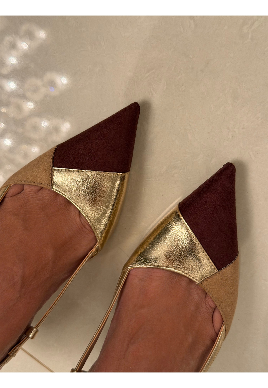 Scarpin Slingback Tricolor Luxe Gold Scarpin Slingback Tricolor Luxe Gold