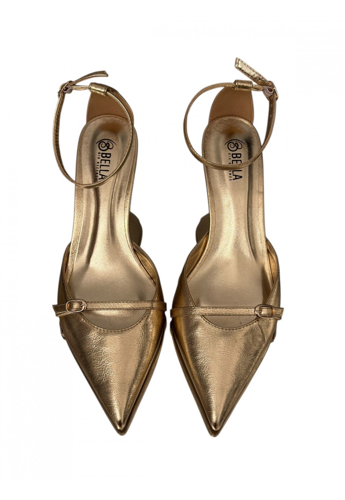 Scarpin LUMIERE Gold dourado metalizado salto anabela Scarpin LUMIERE Gold dourado metalizado salto anabela