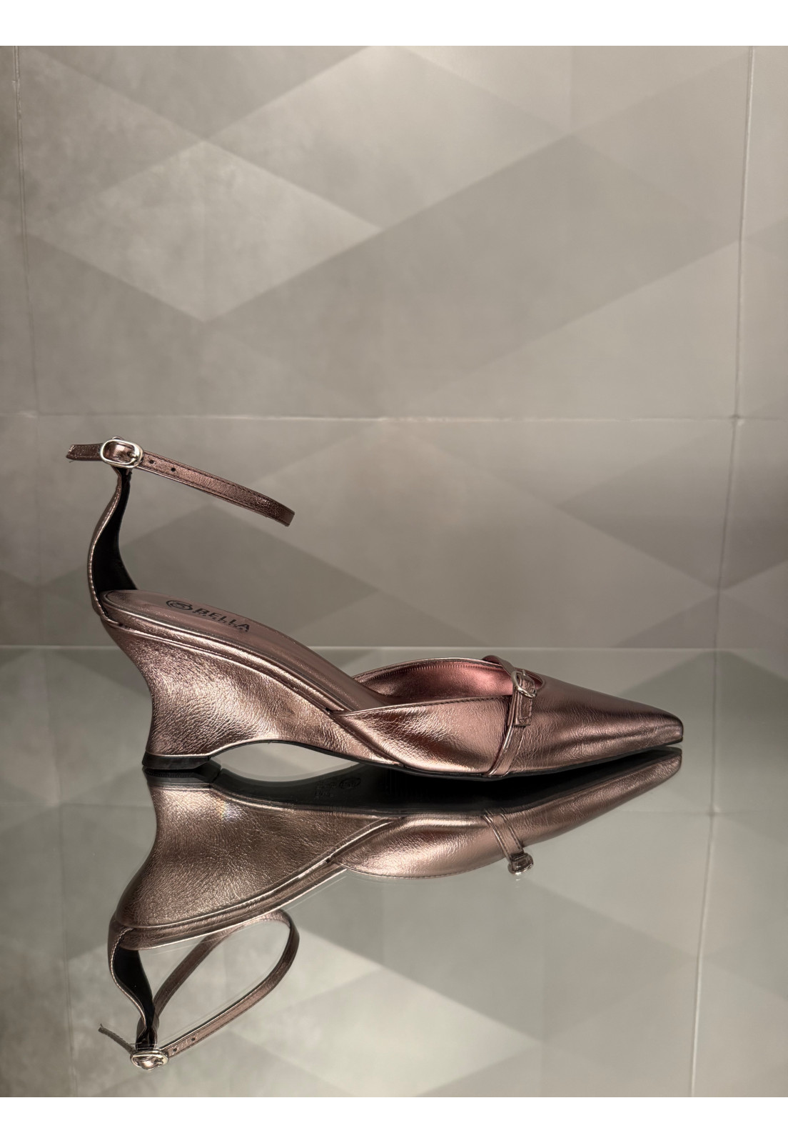 Scarpin LUMIERE PRATA metalizado salto anabela Scarpin LUMIERE PRATA metalizado salto anabela