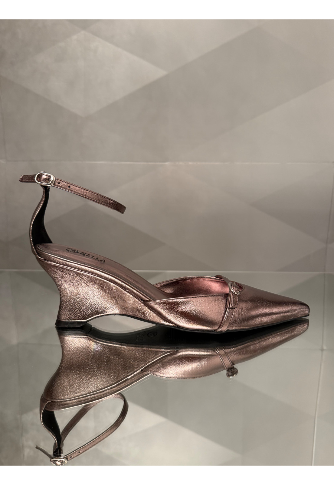 Scarpin LUMIERE PRATA metalizado salto anabela Scarpin LUMIERE PRATA metalizado salto anabela