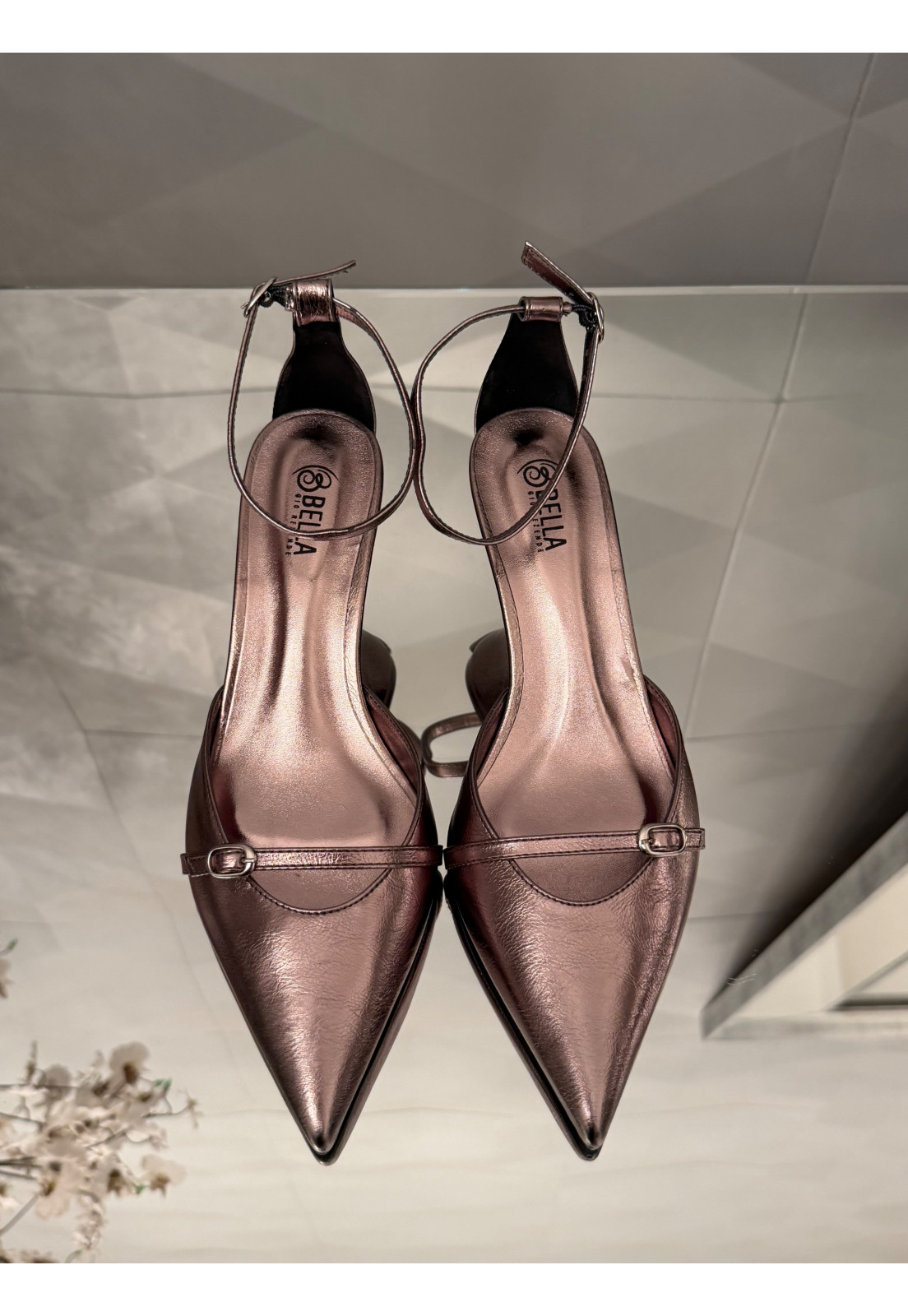 Scarpin LUMIERE PRATA metalizado salto anabela Scarpin LUMIERE PRATA metalizado salto anabela