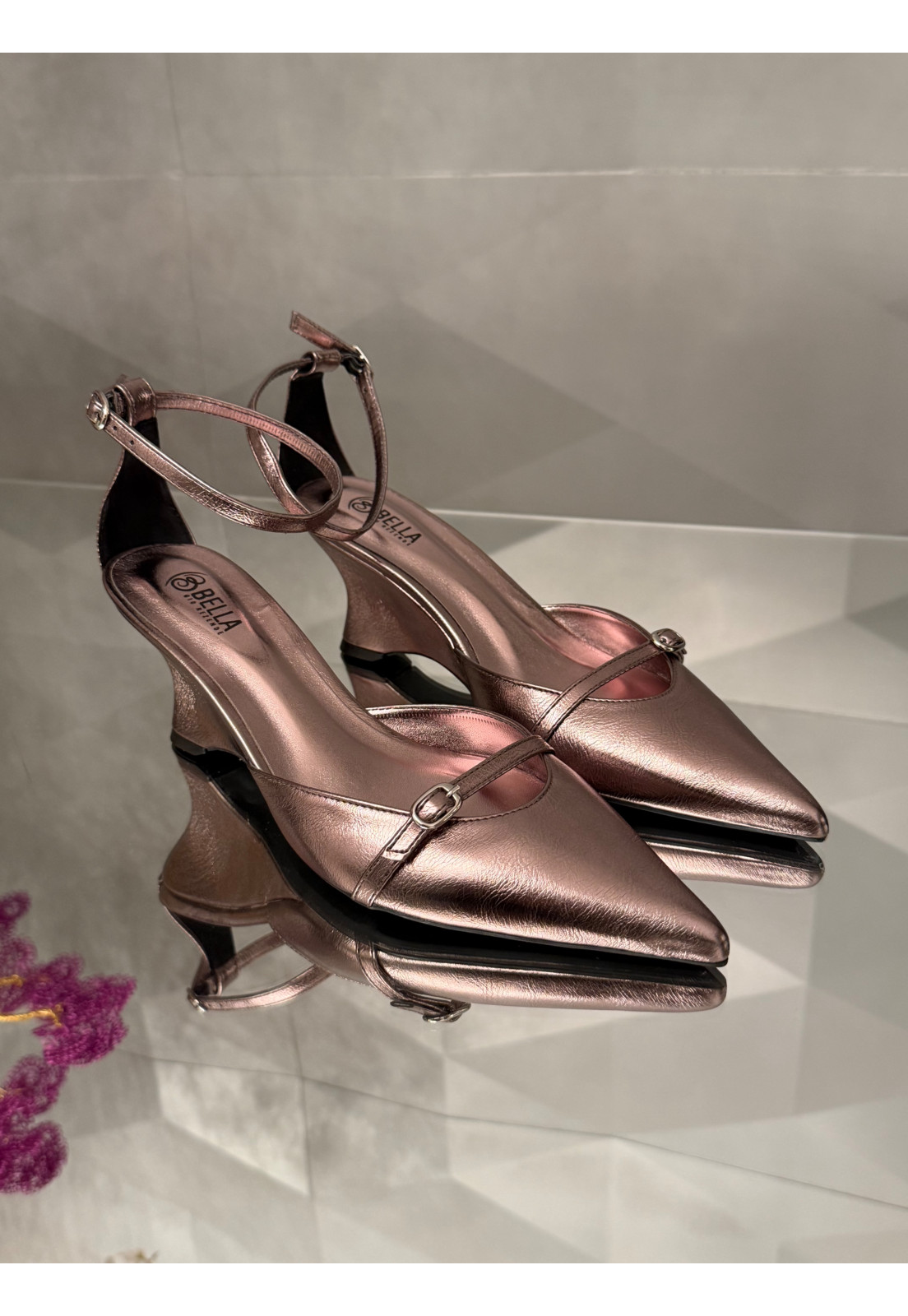 Scarpin LUMIERE PRATA metalizado salto anabela Scarpin LUMIERE PRATA metalizado salto anabela