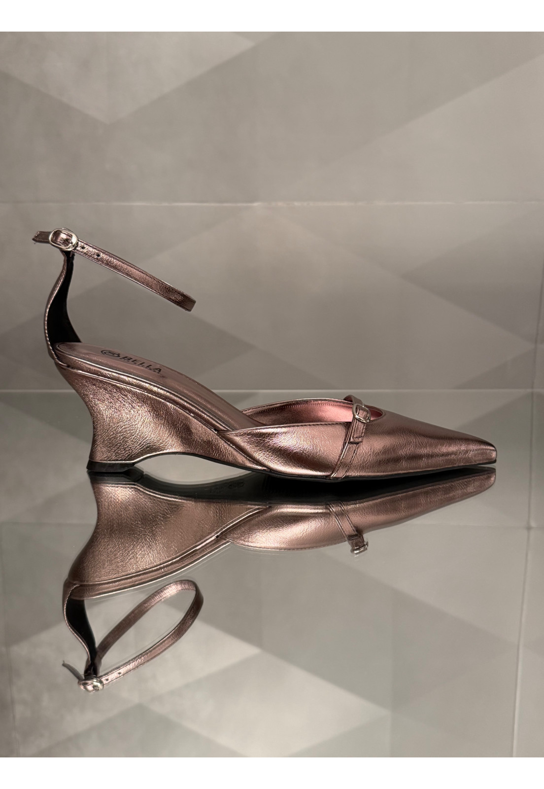 Scarpin LUMIERE PRATA metalizado salto anabela Scarpin LUMIERE PRATA metalizado salto anabela