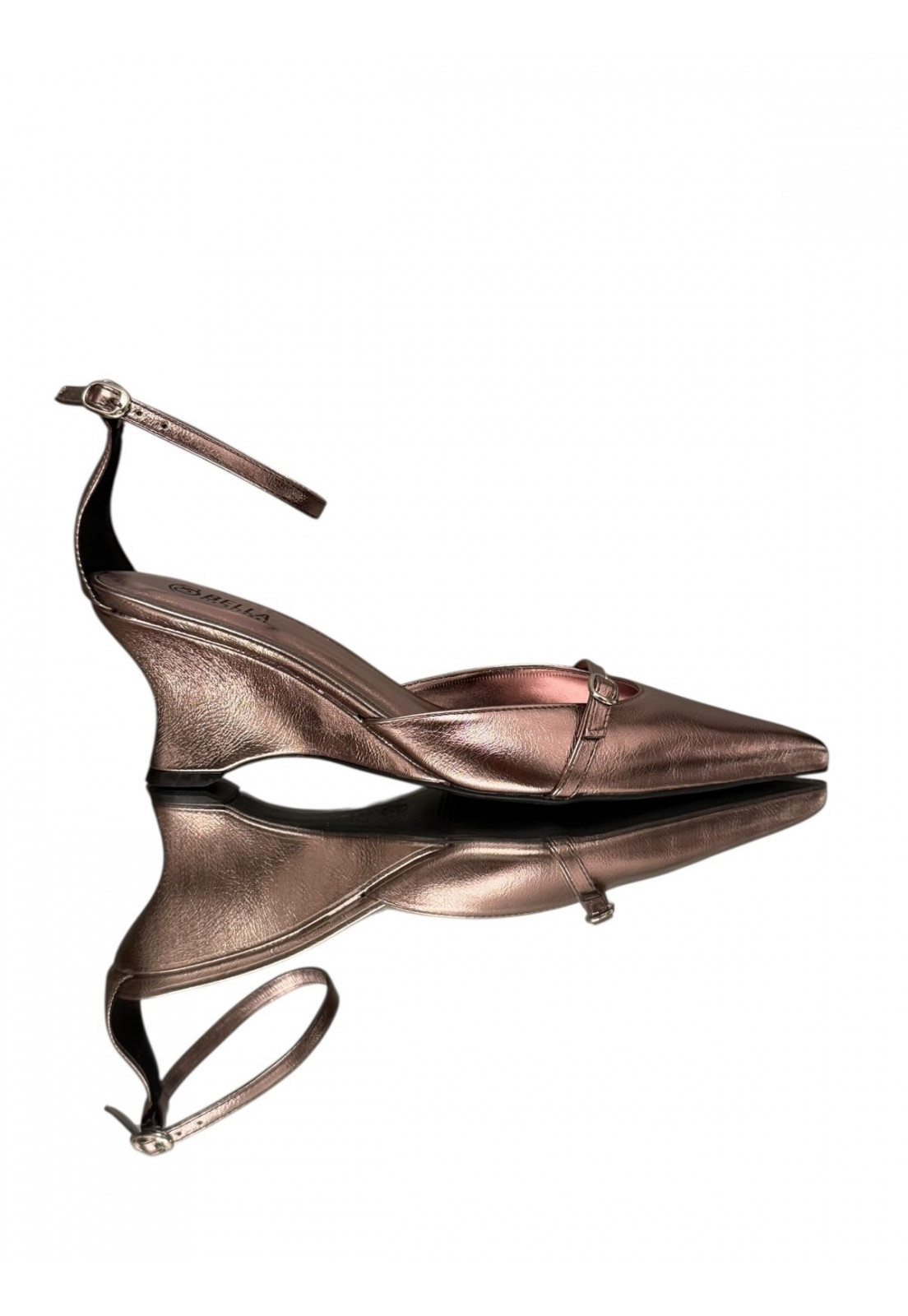 Scarpin LUMIERE PRATA metalizado salto anabela