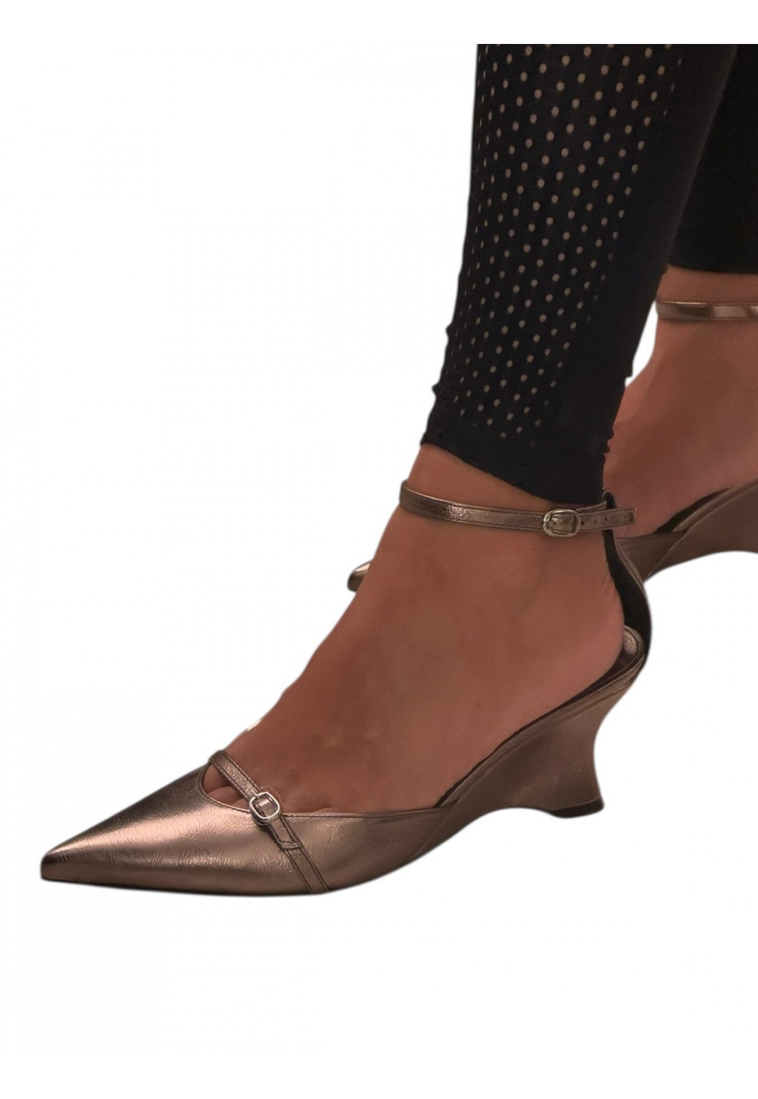 Scarpin LUMIERE PRATA metalizado salto anabela Scarpin LUMIERE PRATA metalizado salto anabela