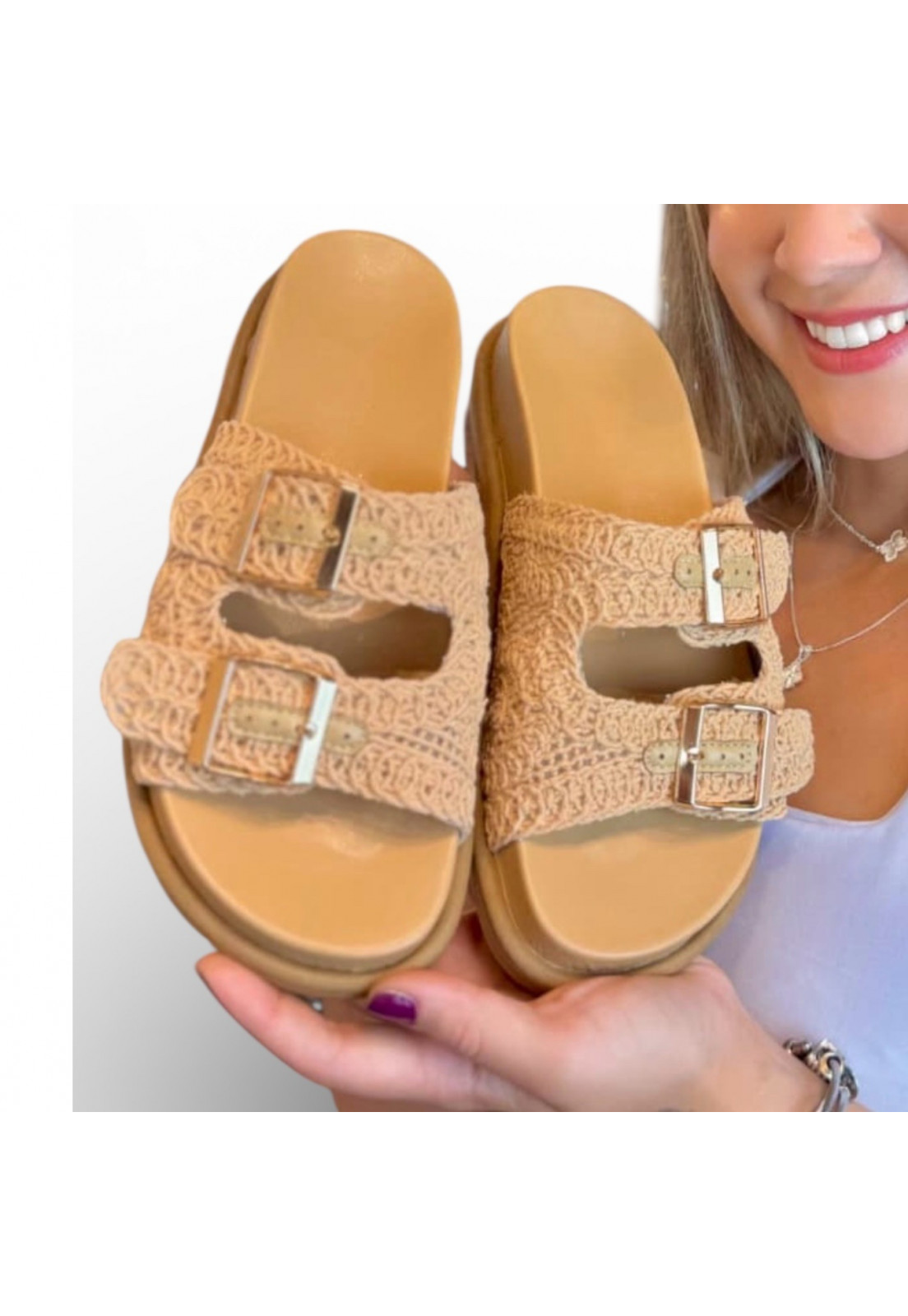 Sandália PAPETE BIRKEN Linha bege Flat Fivela