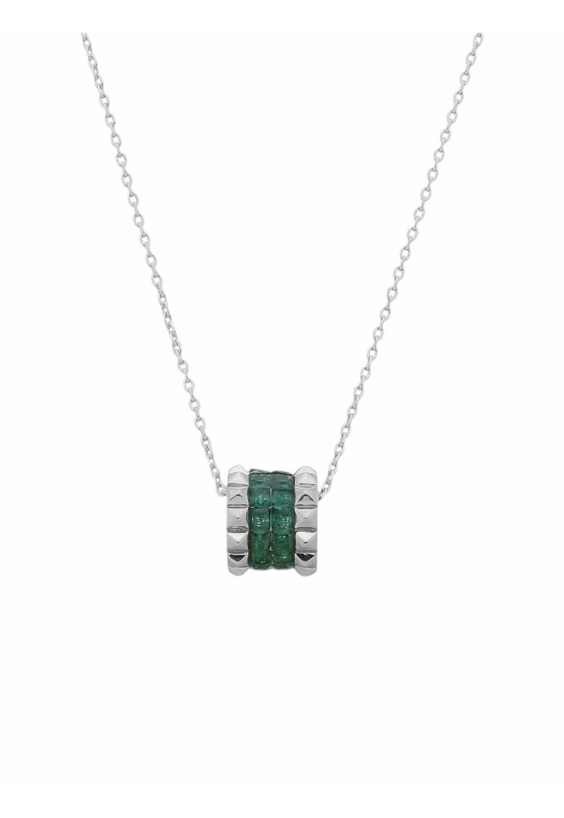 Colar com pingente cravejado zirconia esmeralda banho em rodio branco